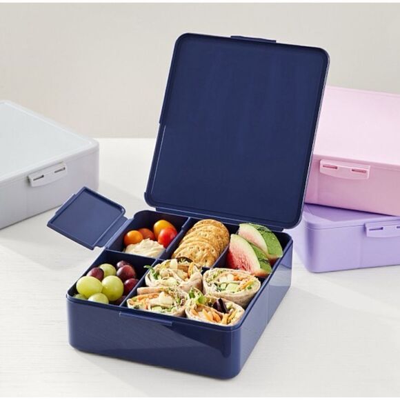 Pottery Barn Kids Spencer All-In-One Recycled Bento Box Lunch Container in Navy - Picture 1 of 8